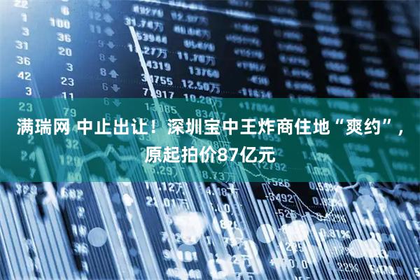 满瑞网 中止出让！深圳宝中王炸商住地“爽约”，原起拍价87亿元